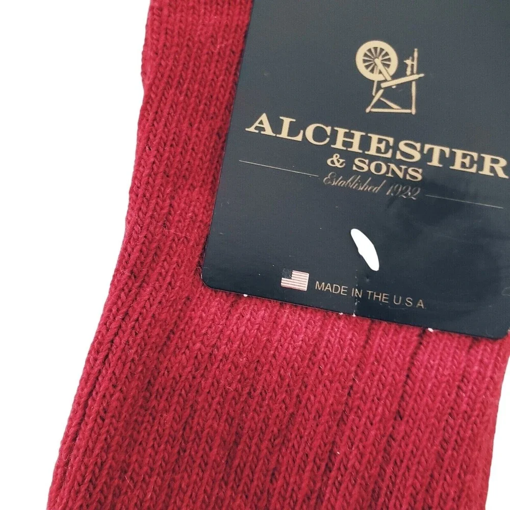 Alchester Giorgio Red Socks Wool Cashmere Blend Mens Crew Dress Size 10-13 Large